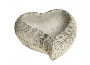 Bílo - zlatý antik cementový květináč ve tvaru srdce Vittel L - 20*17*8 cm
