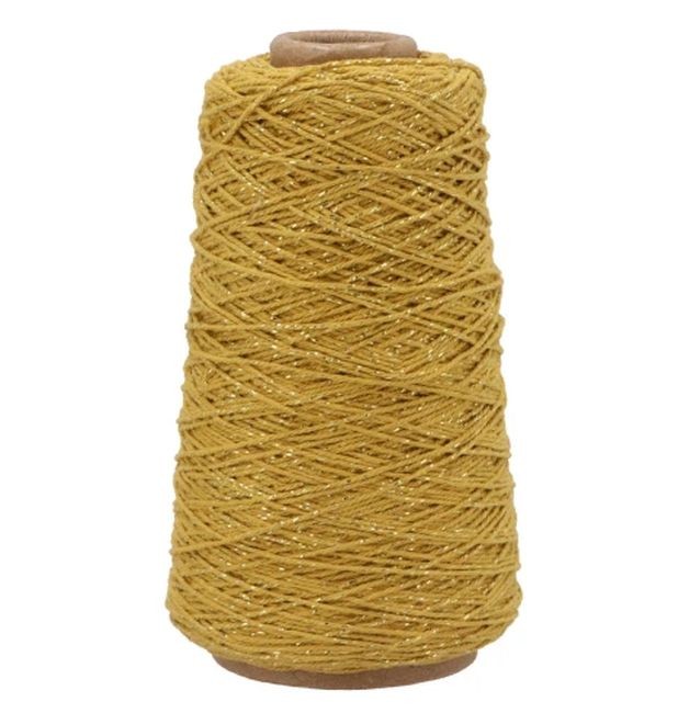Žlutá bavlněná šňůrka se zlatou nitkou Vivant Lurex Twist - 2mm x 300m