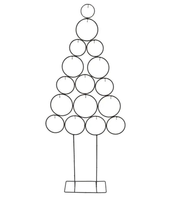 Černý kovový stojan ve tvaru stromku na vánoční ozdoby - 50*14*118 cm