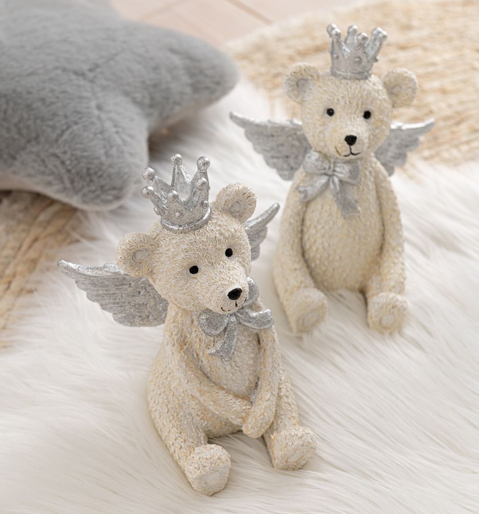 2ks béžová dekorace medvěd se stříbrnými křídly Bear Crown - 18*11*15 cm J-Line by Jolipa 2ks béžová dekorace medvěd se stříbrnými křídly Bear Crown - 18*11*15 cm J-Line by Jolipa