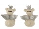 2ks béžová kasička medvěd se stříbrnými křídly Bear Crown - 23*14*18 cm J-Line by Jolipa