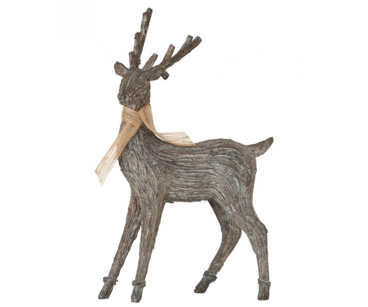 Hnědá dekorace figurka stojící jelen - 24*10*44 cm J-Line by Jolipa