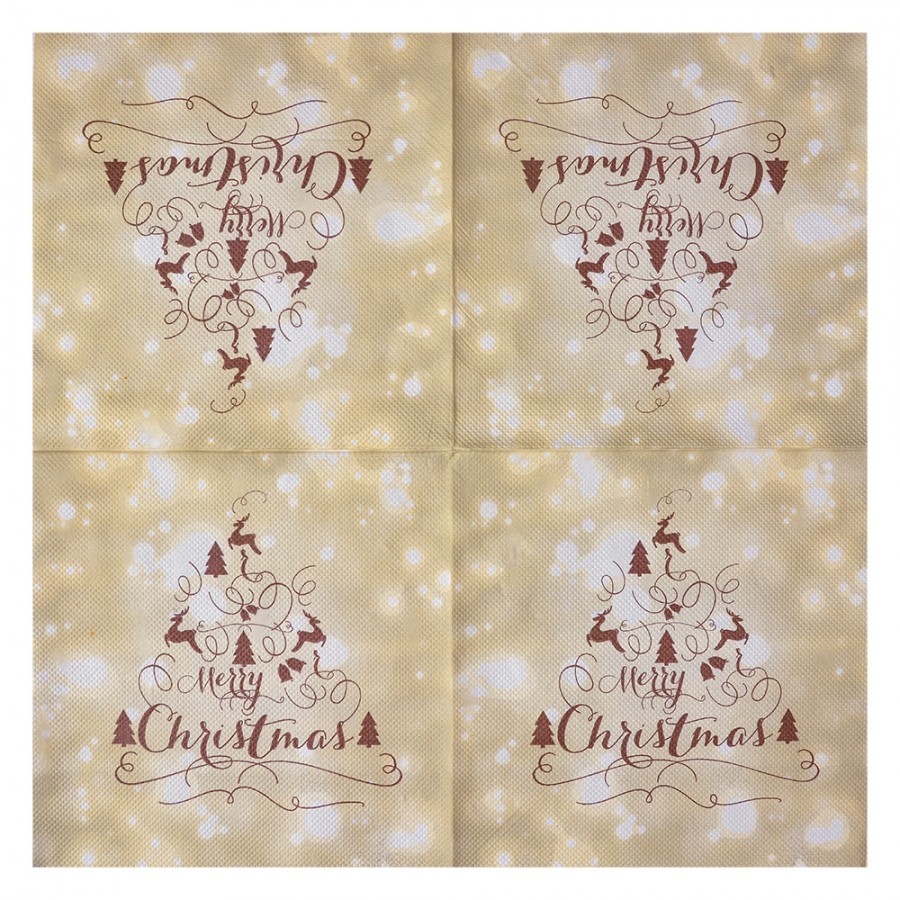 Béžové papírové ubrousky s jeleny Merry Christmas - 33*33 cm (20ks) Clayre & Eef Béžové papírové ubrousky s jeleny Merry Christmas - 33*33 cm (20ks) Clayre & Eef