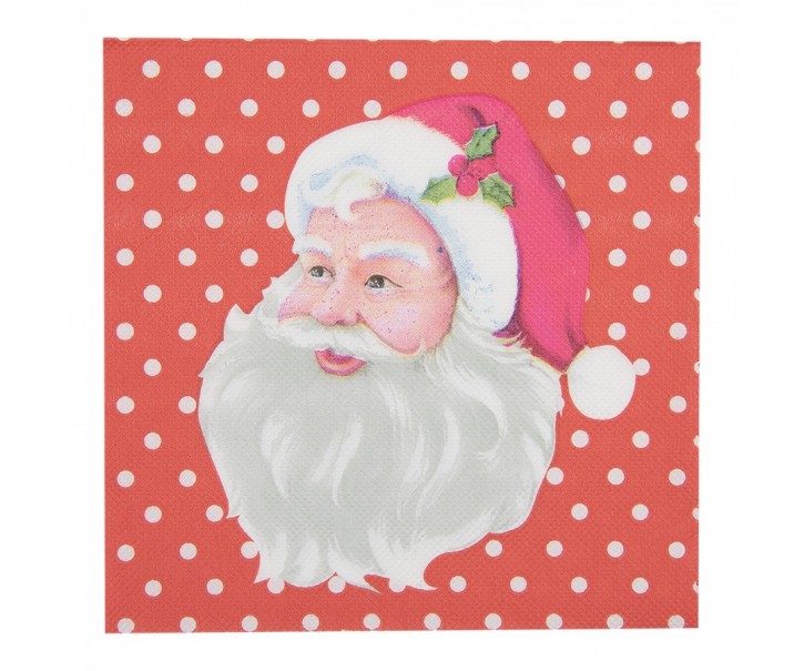 Červené puntíkaté ubrousky Santa Claus - 33*33 cm (20ks) Clayre & Eef