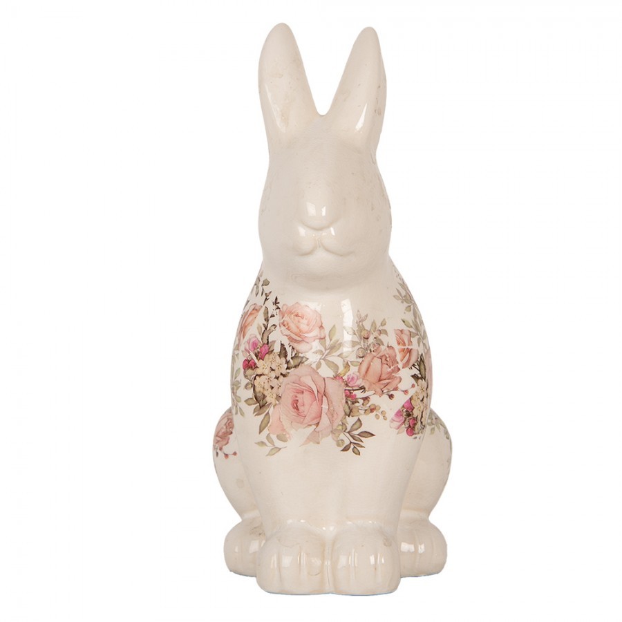Béžová keramická dekorace králík s růžemi Rosien L - 16*12*28 cm Clayre & Eef Béžová keramická dekorace králík s růžemi Rosien L - 16*12*28 cm Clayre & Eef