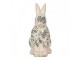 Keramická dekorace králík se zelenými květy Tien French M - 13*10*21 cm Clayre & Eef
