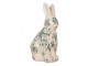 Keramická dekorace králík se zelenými květy Tien French M - 13*10*21 cm Clayre & Eef