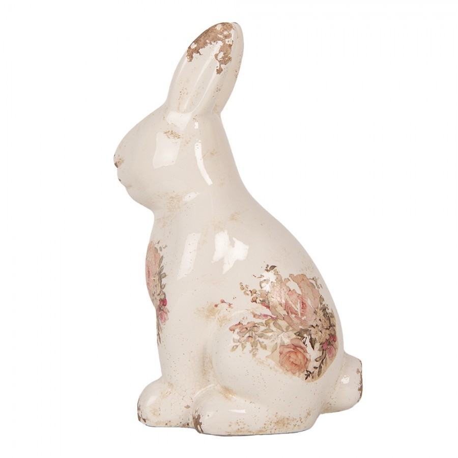 Béžová keramická dekorace králík s růžemi Rosien M - 13*10*21 cm Clayre & Eef Béžová keramická dekorace králík s růžemi Rosien M - 13*10*21 cm Clayre & Eef
