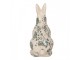 Keramická dekorace králík se zelenými květy Tien French M - 13*10*21 cm Clayre & Eef