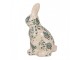 Keramická dekorace králík se zelenými květy Tien French M - 13*10*21 cm Clayre & Eef