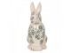 Keramická dekorace králík se zelenými květy Tien French L - 16*12*28 cm Clayre & Eef