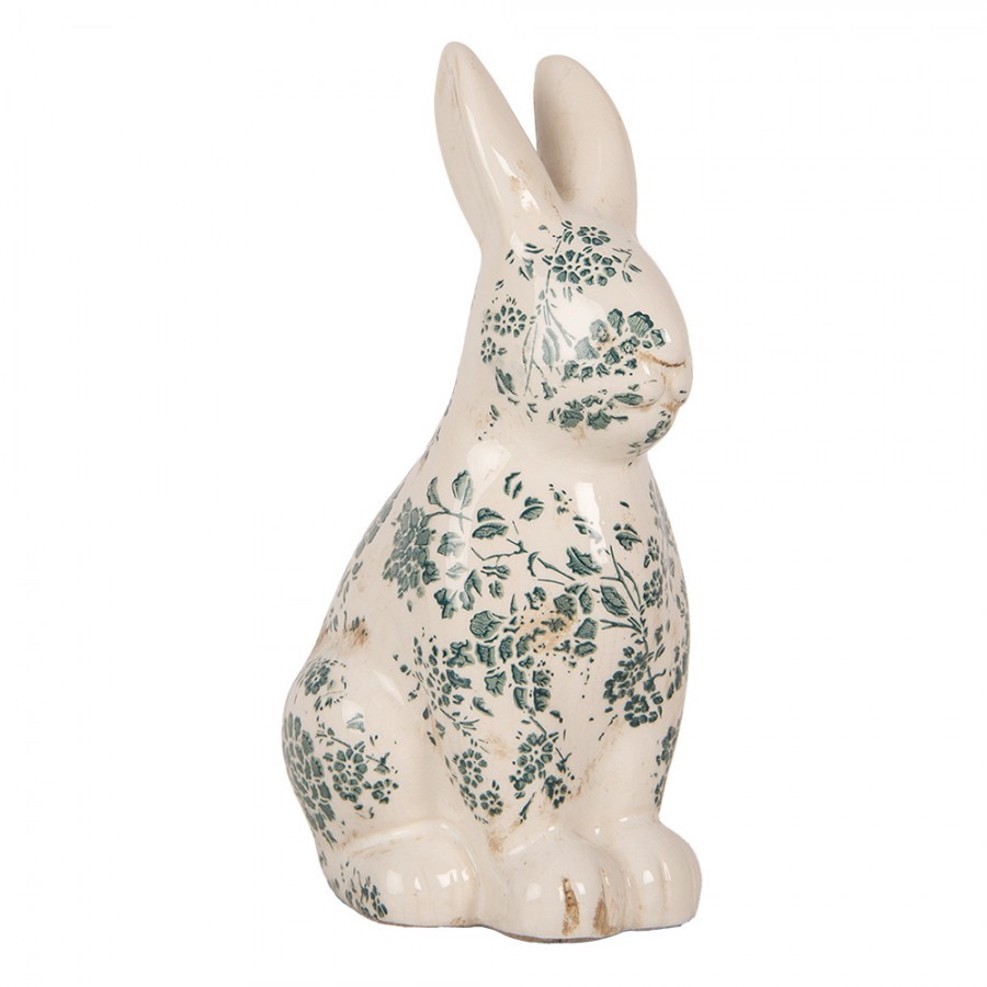 Keramická dekorace králík se zelenými květy Tien French L - 16*12*28 cm Clayre & Eef Keramická dekorace králík se zelenými květy Tien French L - 16*12*28 cm Clayre & Eef