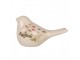 Béžová keramická dekorace ptáček s lučními květy Flowers of Love S - 16*7*9 cm Clayre & Eef