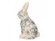 Keramická dekorace králík se zelenými květy Tien French L - 16*12*28 cm Clayre & Eef