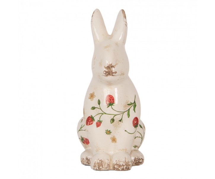 Keramická dekorace králík s jahůdkami Wild Strawberries L - 16*12*28 cm Clayre & Eef