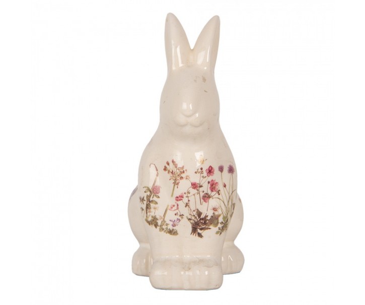 Keramická dekorace králík s lučními květy Flowers of Love M - 13*10*21 cm Clayre & Eef
