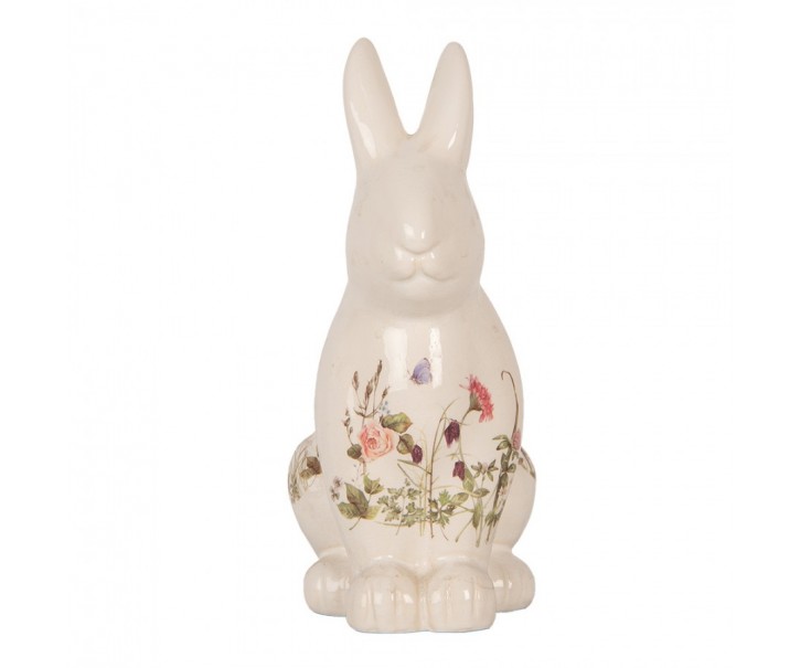 Keramická dekorace králík s lučními květy Flowers of Love L - 16*12*28 cm Clayre & Eef