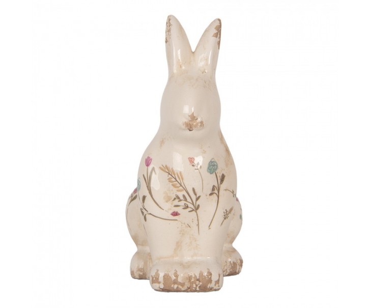 Keramická dekorace králík s kvítky Floral Cartoon M - 13*10*21 cm Clayre & Eef