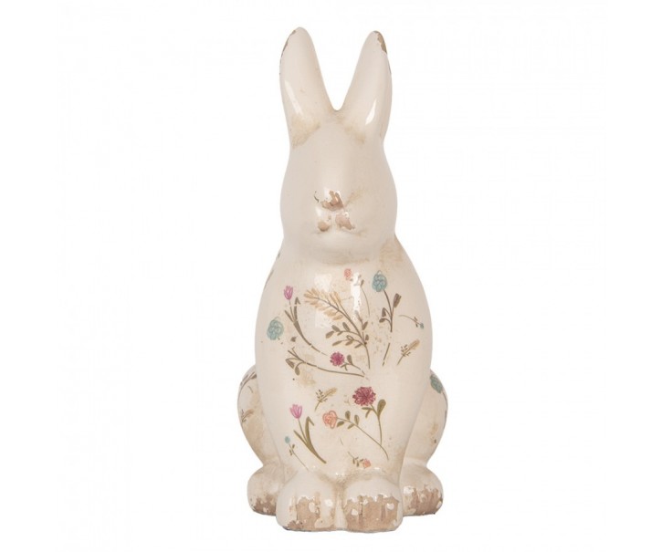 Keramická dekorace králík s kvítky Floral Cartoon L - 16*12*28 cm Clayre & Eef