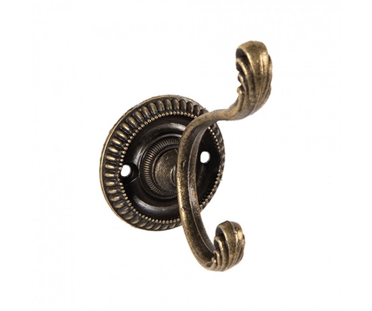 Mosazný antik kovový nástěnný háček - 4*6*7 cm Clayre & Eef