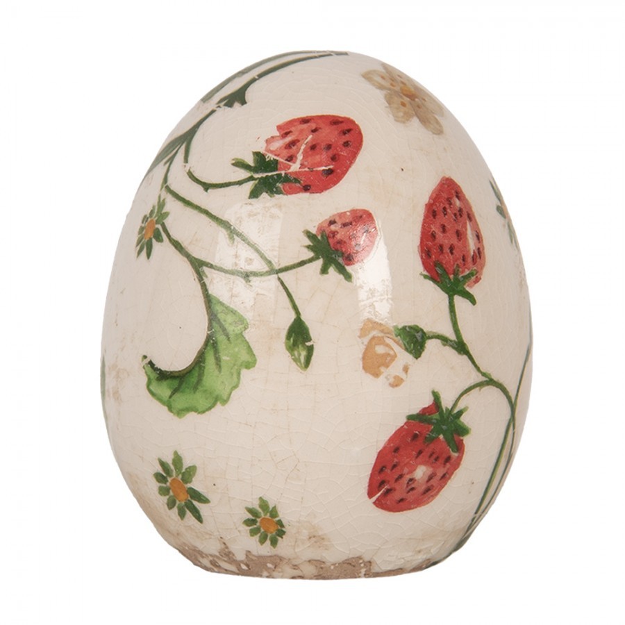 Keramické dekorační vajíčko s jahůdkami Wild Strawberries S - Ø 7*9 cm Clayre & Eef Keramické dekorační vajíčko s jahůdkami Wild Strawberries S - Ø 7*9 cm Clayre & Eef