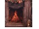Vánoční látkové pozadí s hořícím krbem Christmas Wall Cloth - 180*1*210 cm Clayre & Eef
