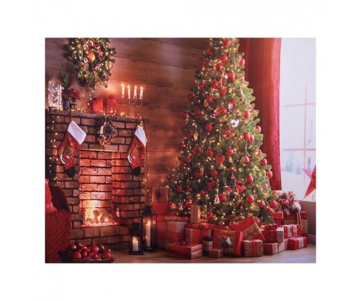 Vánoční látkové pozadí se stromkem Christmas Wall Cloth - 180*1*210 cm Clayre & Eef