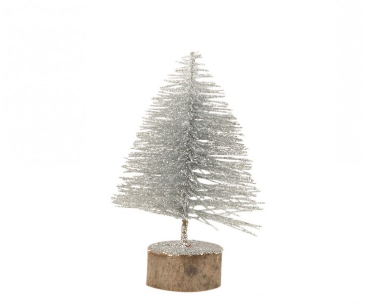 Malý stříbrný třpytivý stromeček Tree silver S - Ø 10*16 cm J-Line by Jolipa