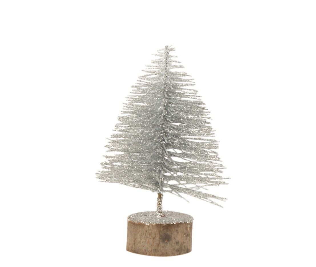 Malý stříbrný třpytivý stromeček Tree silver S - Ø 10*16 cm