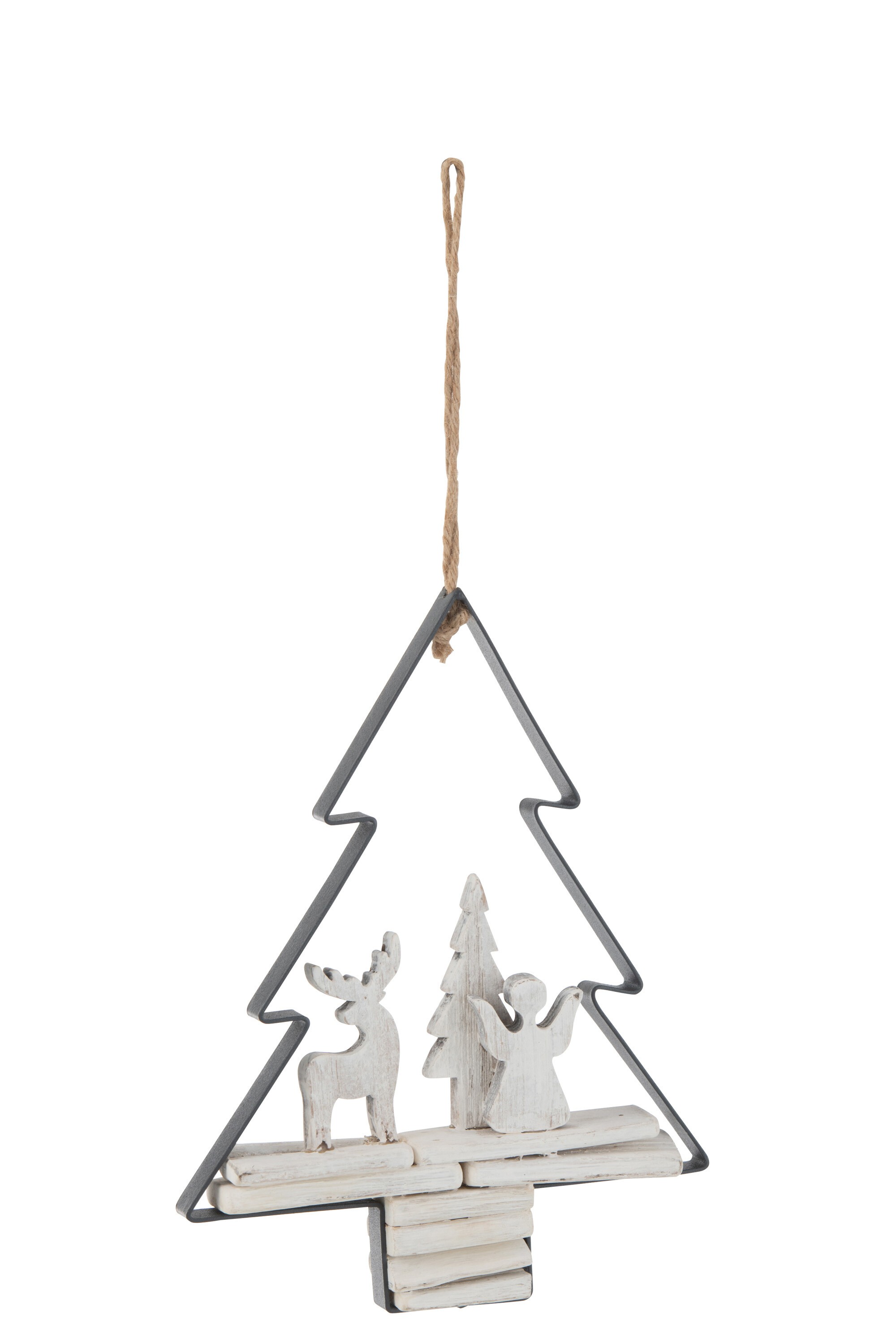 Závěsná dekorace anděl a jelen ve stromku Christmas Tree - 21*5*28 cm J-Line by Jolipa Závěsná dekorace anděl a jelen ve stromku Christmas Tree - 21*5*28 cm J-Line by Jolipa