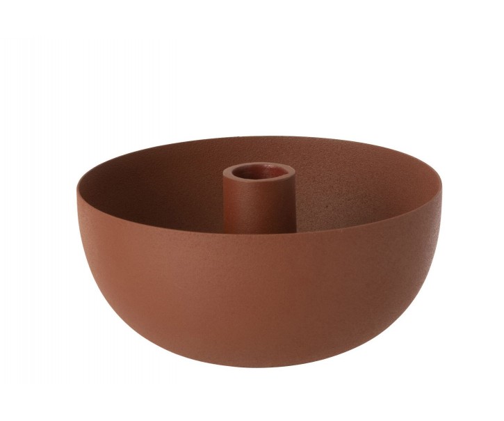 Terakotový kovový svícen na úzké svíčky Terra - Ø 15*7,5cm J-Line by Jolipa