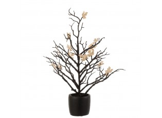 Černý dekorační stromek se zlatými lístky Tree Glitt - 15*15*44 cm