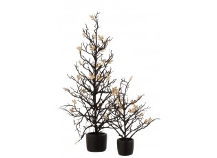 Černý dekorační stromek se zlatými lístky Tree Glitt - 15*15*44 cm