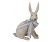 Dekorace béžový sedící králík s mašlí Rabbit Bow - 20*11*28 cm Clayre & Eef