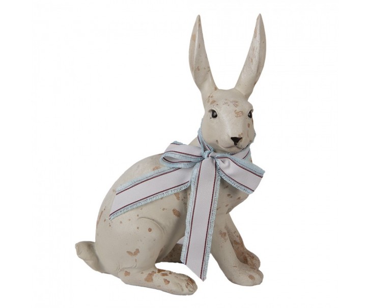Dekorace béžový sedící králík s mašlí Rabbit Bow - 20*11*28 cm Clayre & Eef