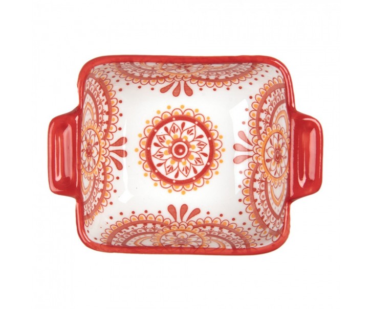 Hranatá miska s červeným vzorem Mibbo - 11*8*4 cm / 75 ml Clayre & Eef