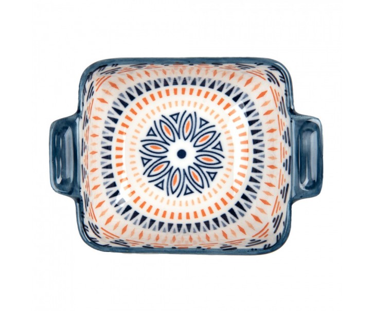 Hranatá miska s modrým vzorem Mibbo - 11*8*4 cm / 75 ml Clayre & Eef