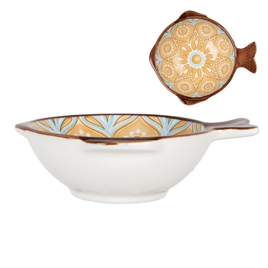 Keramická miska rybka s hnědým vzorem Mibbo - 12*11*4 cm / 100 ml Clayre & Eef Keramická miska rybka s hnědým vzorem Mibbo - 12*11*4 cm / 100 ml Clayre & Eef
