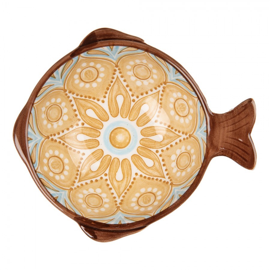 Keramická miska rybka s hnědým vzorem Mibbo - 12*11*4 cm / 100 ml