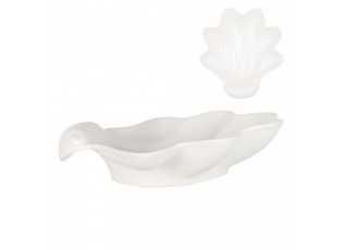 Bílá keramická mísa ve tvaru mušle Shell Bowl - 23*22*6 cm