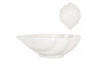Bílá keramická miska ve tvaru mušle Shell Bowl - 12*10*4 cm