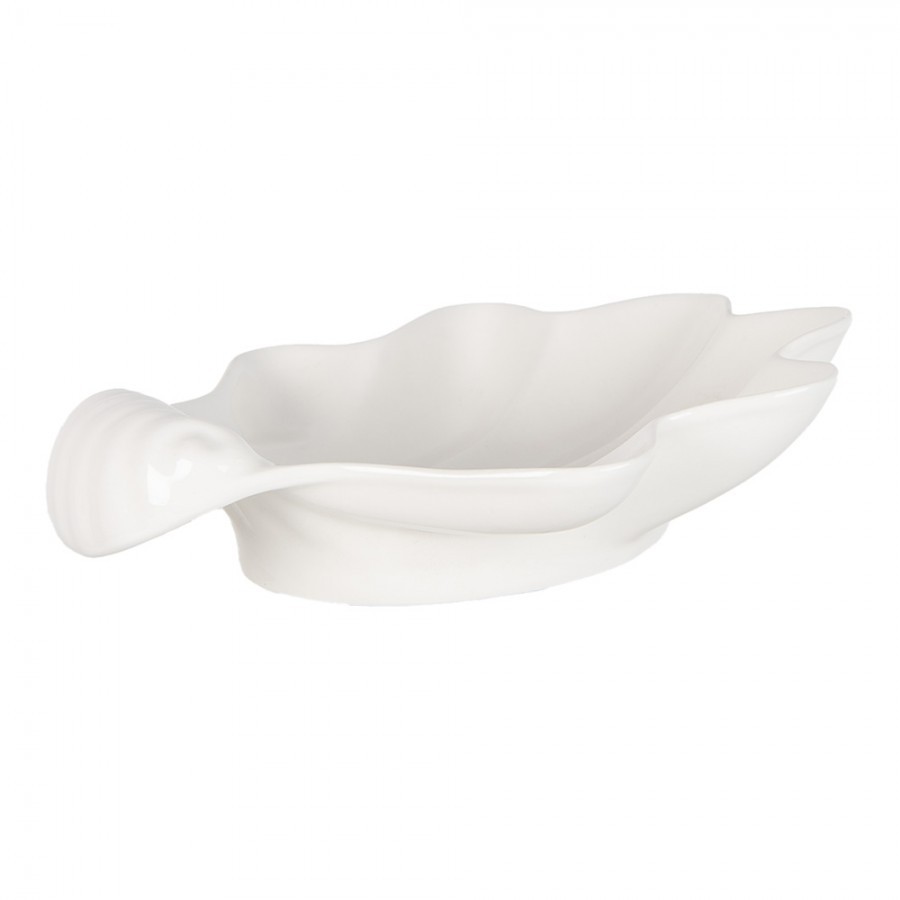 Bílá keramická mísa ve tvaru mušle Shell Bowl - 23*22*6 cm Clayre & Eef Bílá keramická mísa ve tvaru mušle Shell Bowl - 23*22*6 cm Clayre & Eef
