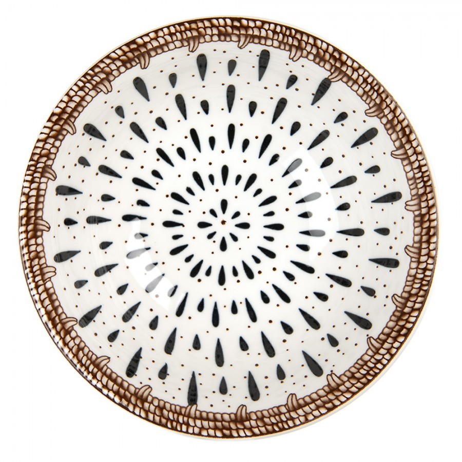 Bílá keramická miska s černým vzorem Mibbo - Ø 15*5 cm / 350 ml Clayre & Eef Bílá keramická miska s černým vzorem Mibbo - Ø 15*5 cm / 350 ml Clayre & Eef