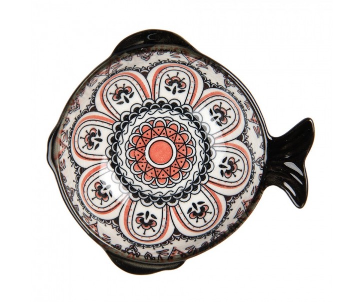 Keramická miska rybka s černým vzorem Mibbo - 15*14*5 cm / 200 ml Clayre & Eef