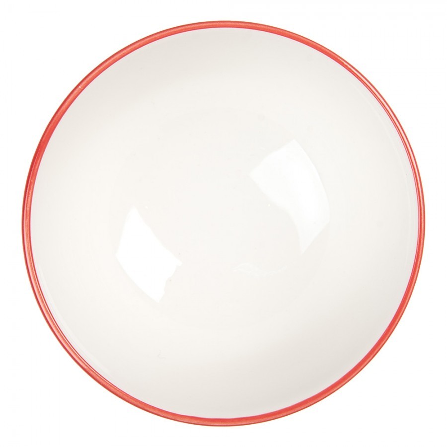 Bílá keramická miska s červeným vzorem Mibbo - Ø 9*5 cm / 125 ml Clayre & Eef Bílá keramická miska s červeným vzorem Mibbo - Ø 9*5 cm / 125 ml Clayre & Eef