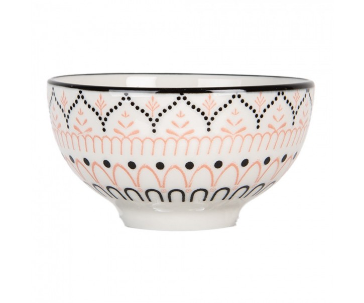 Bílá keramická miska se vzorem Mibbo - Ø 9*5 cm / 125 ml Clayre & Eef
