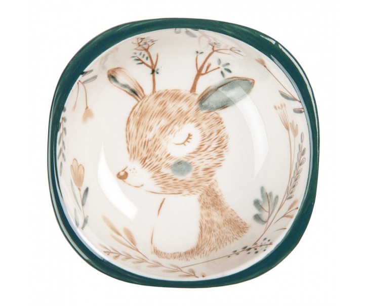 Béžová keramická miska se srnečkem Deer - 10*10*5 cm / 125 ml Clayre & Eef