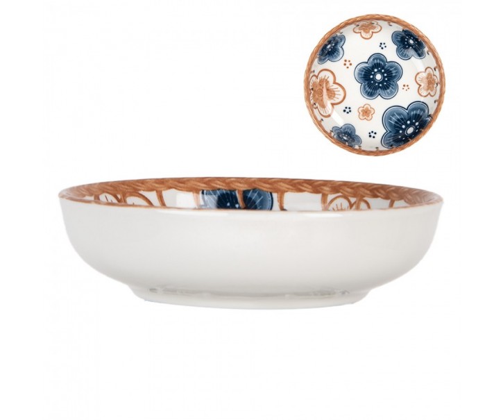 Miska s hnědými a modrými květy Mibbo - Ø 10*3 cm / 50 ml Clayre & Eef