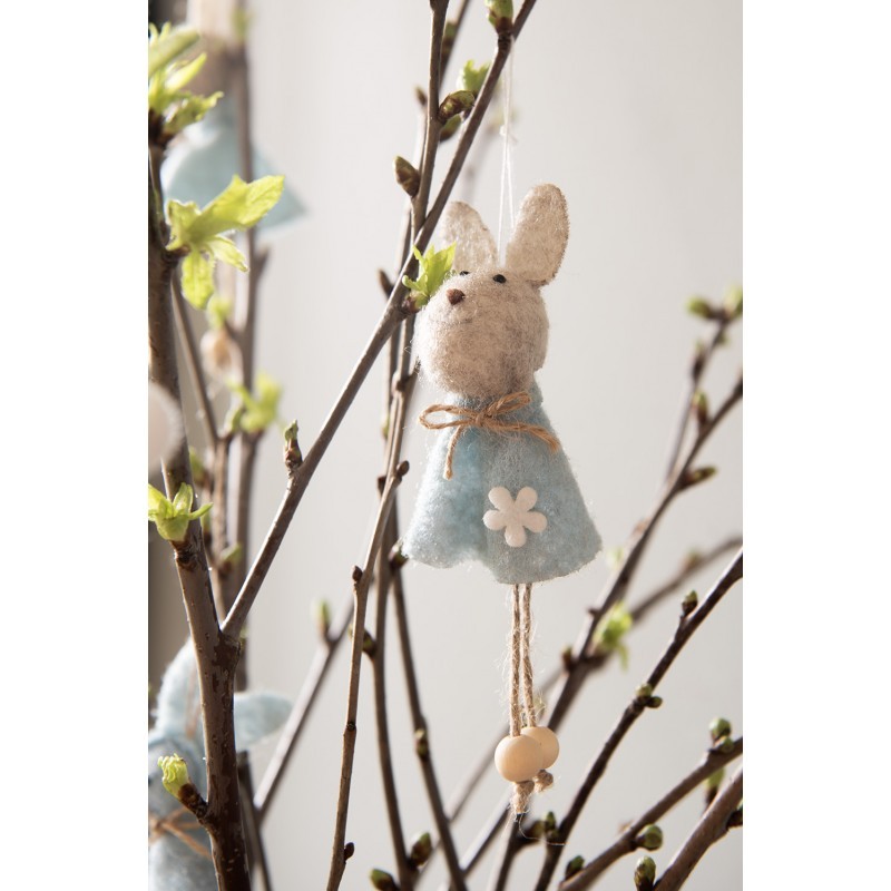 Modrý plstěný závěsný velikonoční králíček Magiccal - 6*3*13 cm Clayre & Eef Modrý plstěný závěsný velikonoční králíček Magiccal - 6*3*13 cm Clayre & Eef