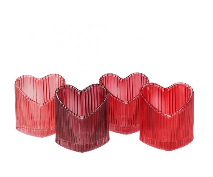4ks červený mix skleněný svícen srdce Love Hearts - 7*8 cm daan kromhout